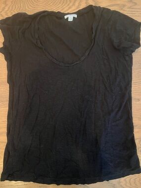 James Perse Black Scoop Neck Short Sleeve Tee
